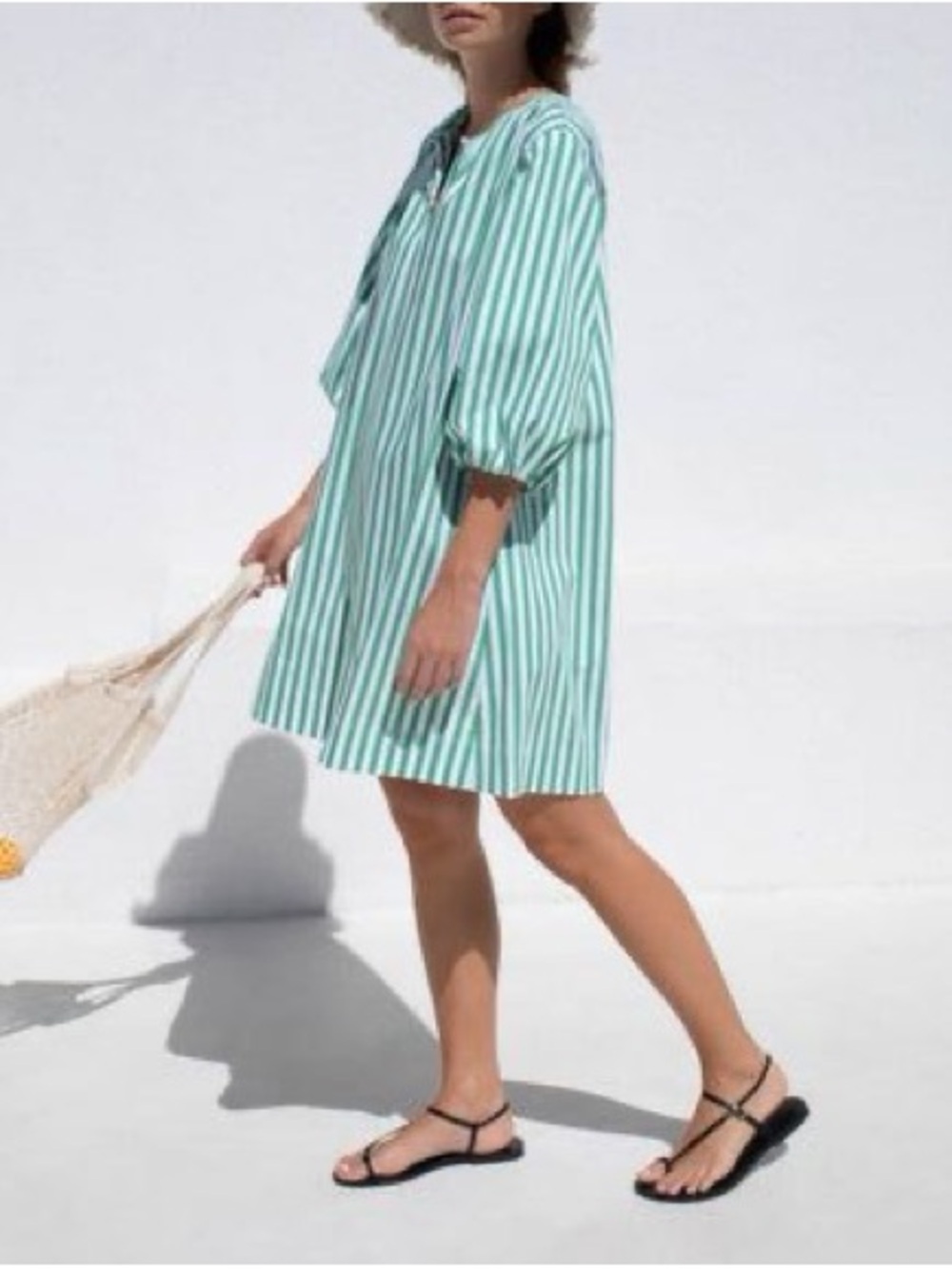 AYR Striped Puff Sleeve Mini Dress